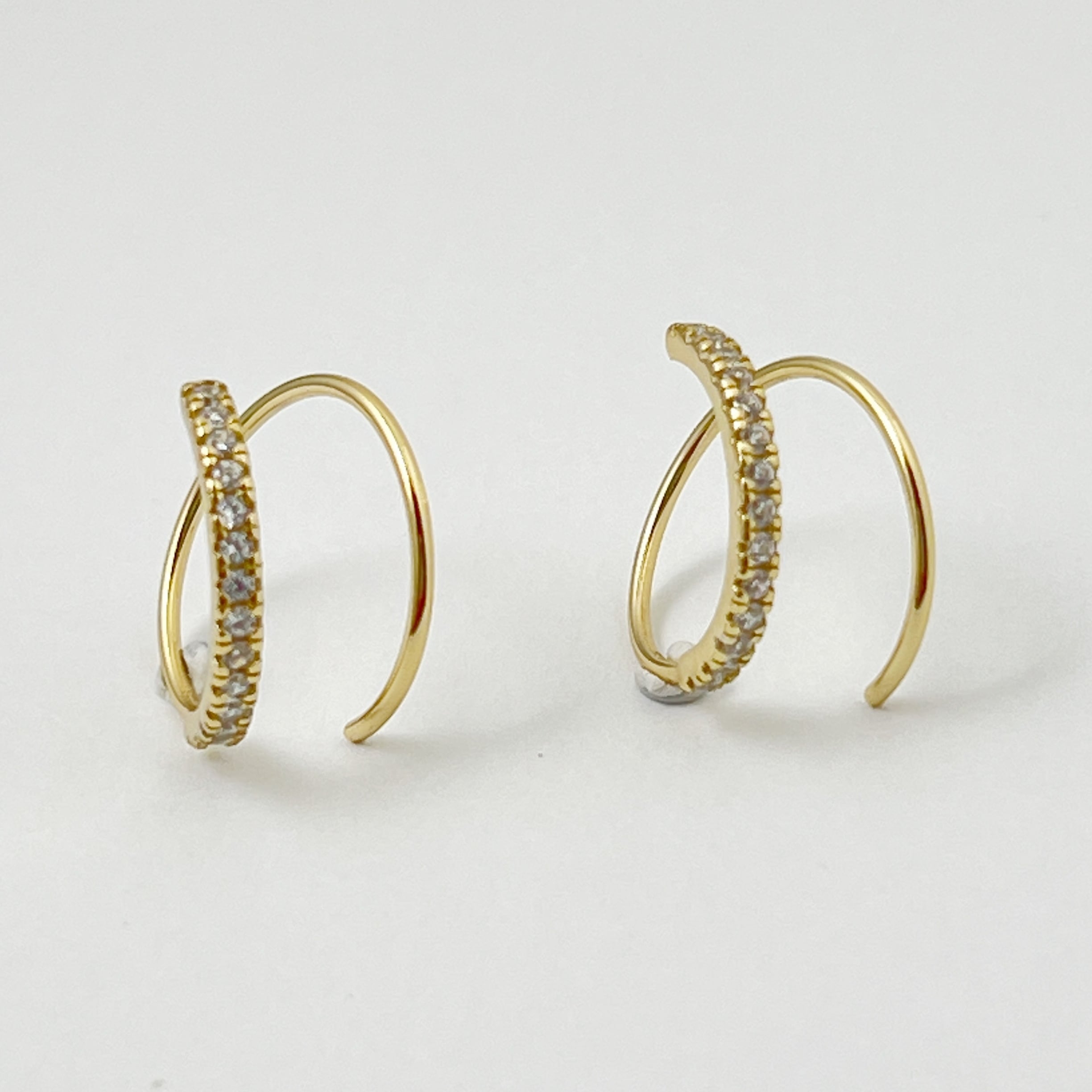 Gold Coating スパイラル ジルコニア フープ ピアス | 【公式通販