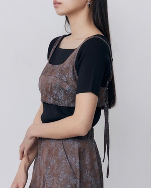 Jacquard Back-Belt Bustier / BROWN