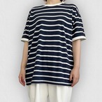【ユニセックス】オーバーサイズ ボーダーTシャツ｜ネイビー×ホワイト｜サムネイル1