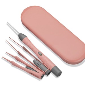 【数量限り】LEDライト付 耳かき ピンセット USB充電式 みみかき 耳掃除 鼻くそ取りピンセット 耳かきセット ライト付耳かき 鼻洗浄ピンセット 子供/お年寄り/家庭用 はっきり見える 携帯便利 (ピンク)