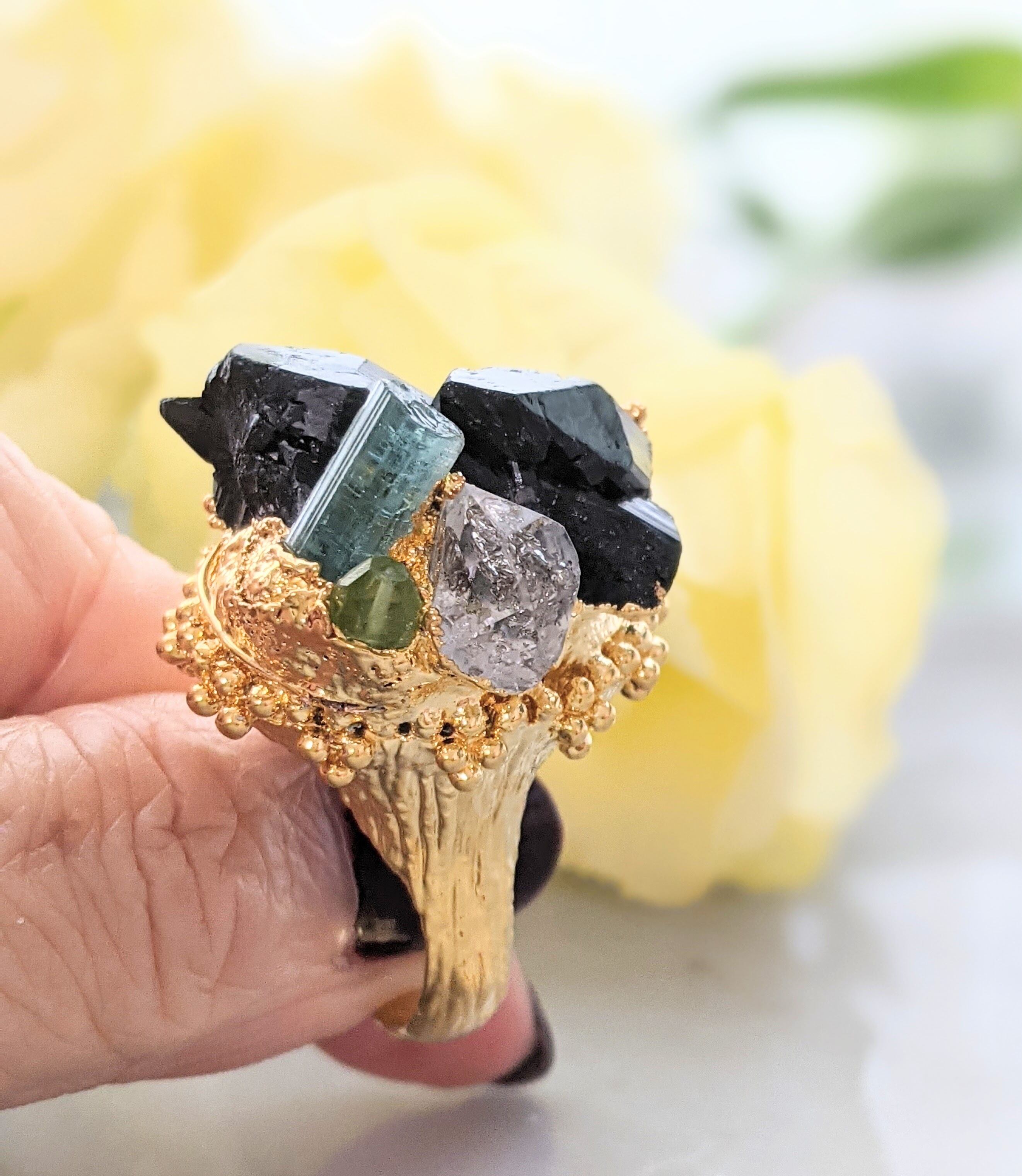 ブラックトルマリン原石 リング | アトリエ アイファ