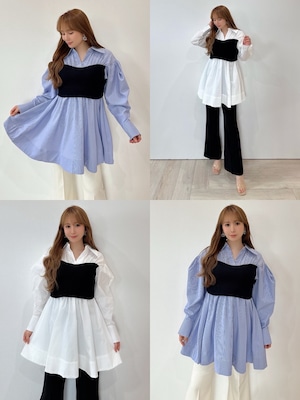 ビスチェレイヤードチュニックシャツ ¥7,900+tax