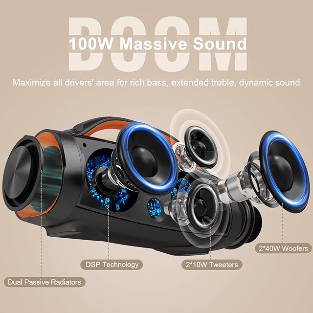 DOSS Extreme Boom Pro Bluetoothスピーカー ワイヤレス 100W 大音量