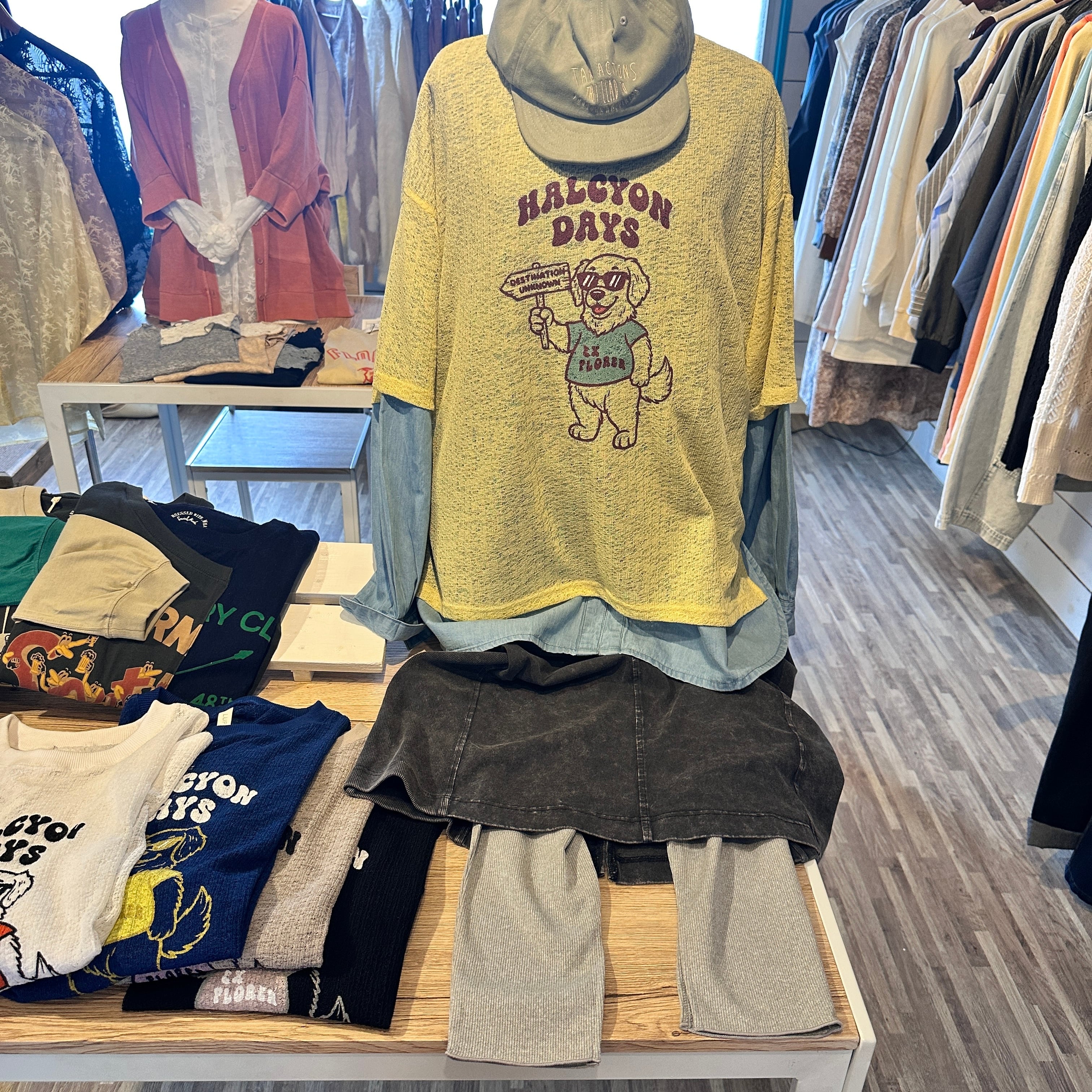 『People's』2814  テレコカットソー サイドスリットレギンス　ウエストゴム