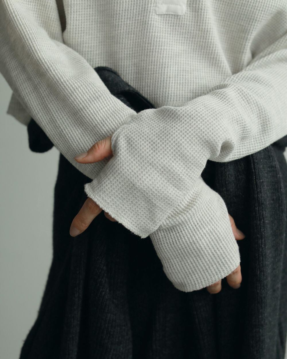 ànuke】Waffle Henley Tops | LASHIC