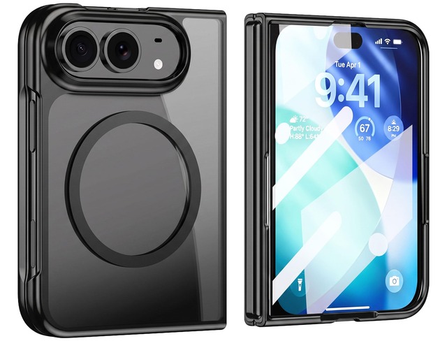 HENGFUQT保護ケース For iPhone Duo 互換 マグネット式ワイヤレス充電対応 半透明マット 耐衝撃 指紋防止 落下防止 薄型カバー (ブラック)