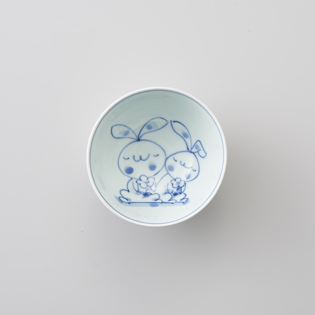 【青花Kids】“花うさぎ” 3.5寸丸飯碗