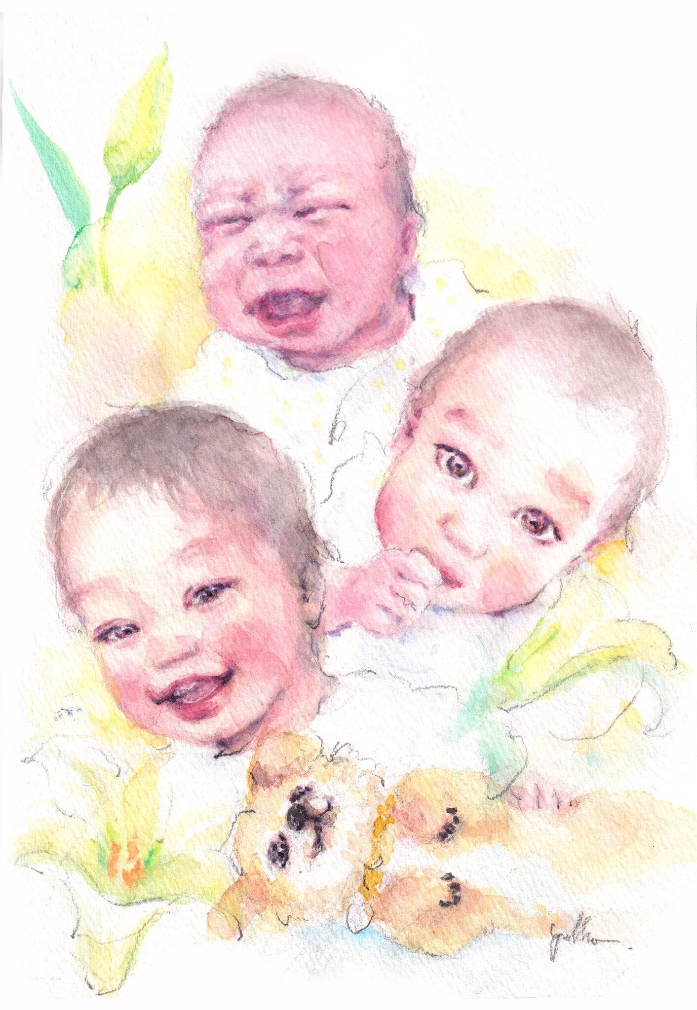 オーダー水彩画(A3サイズ/3シーン) | 水彩作家 yukko