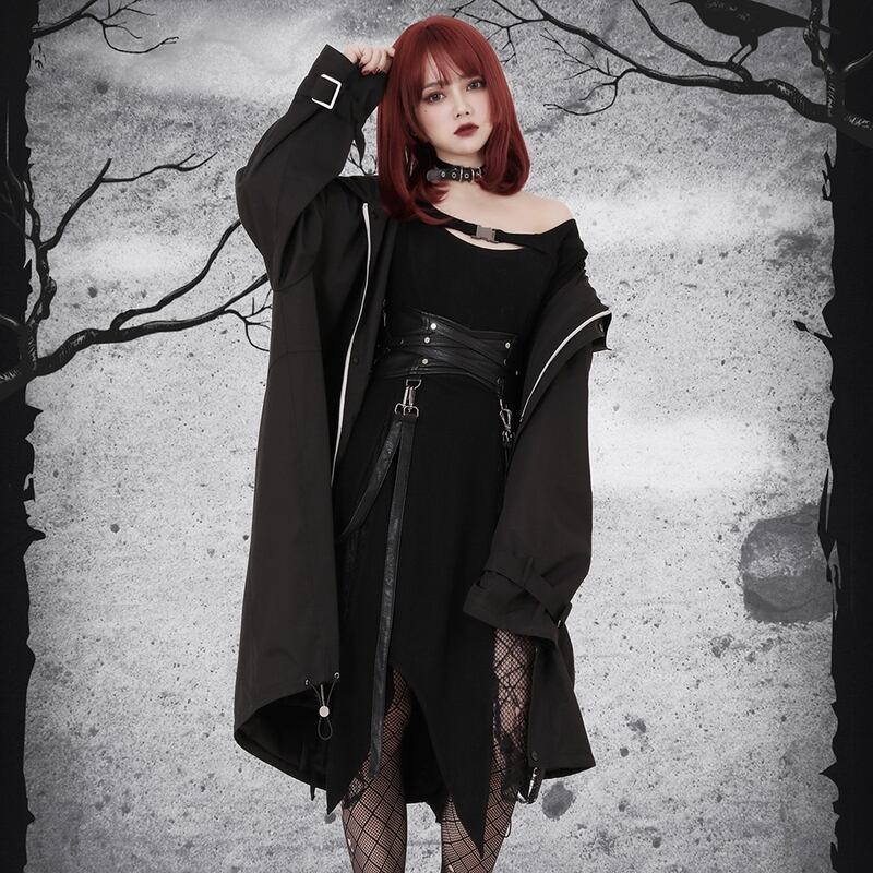 ゴスロリ通販 With U ゴスロリ 春服 ジャケット 春コート 黒ゴス 病み可愛い パーカー ZIPアップ 原宿系 10代 20代 ゴスロリ服 病み服