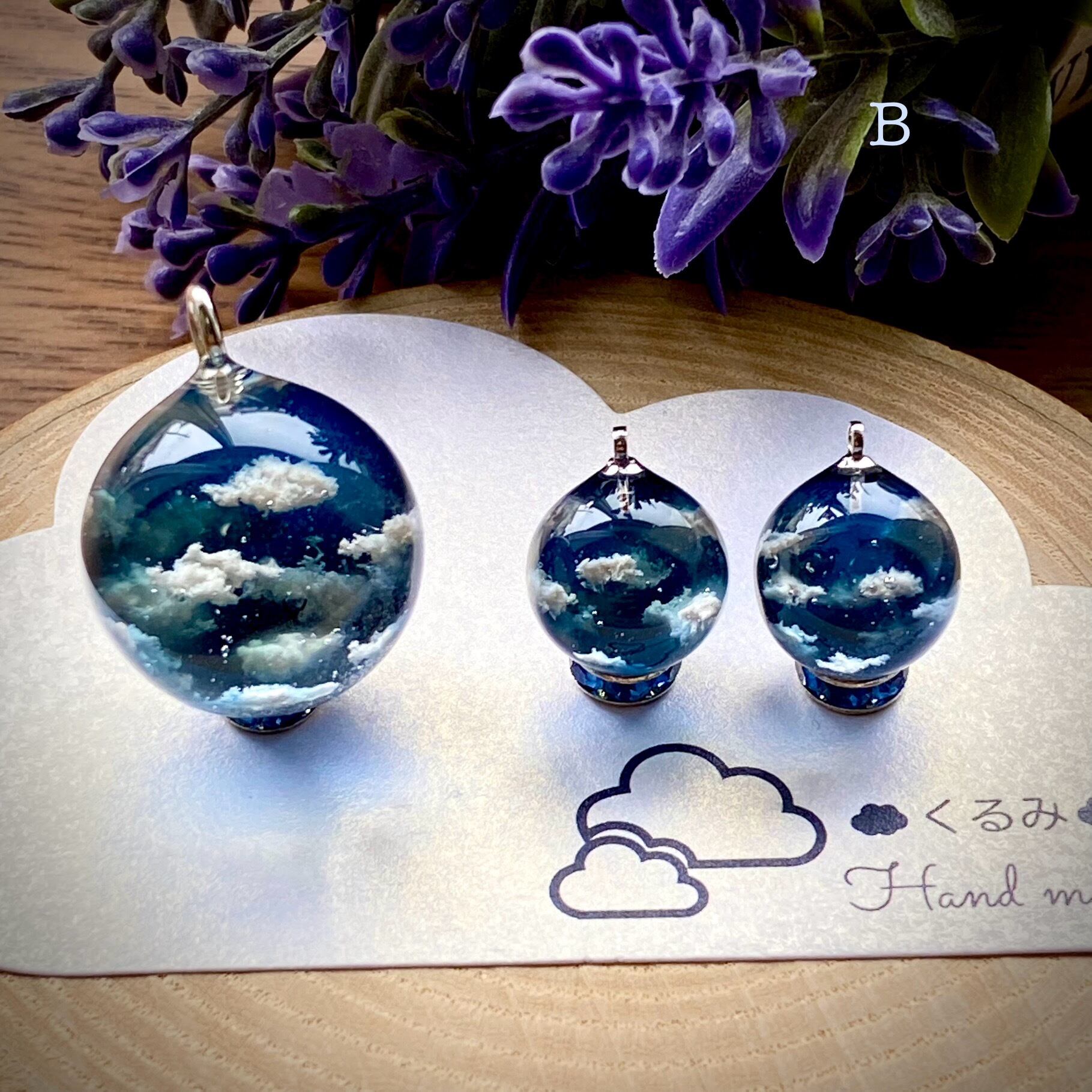 【セット作品】夜空 ペンダント&ピアスorイヤリング B ピアス12mm