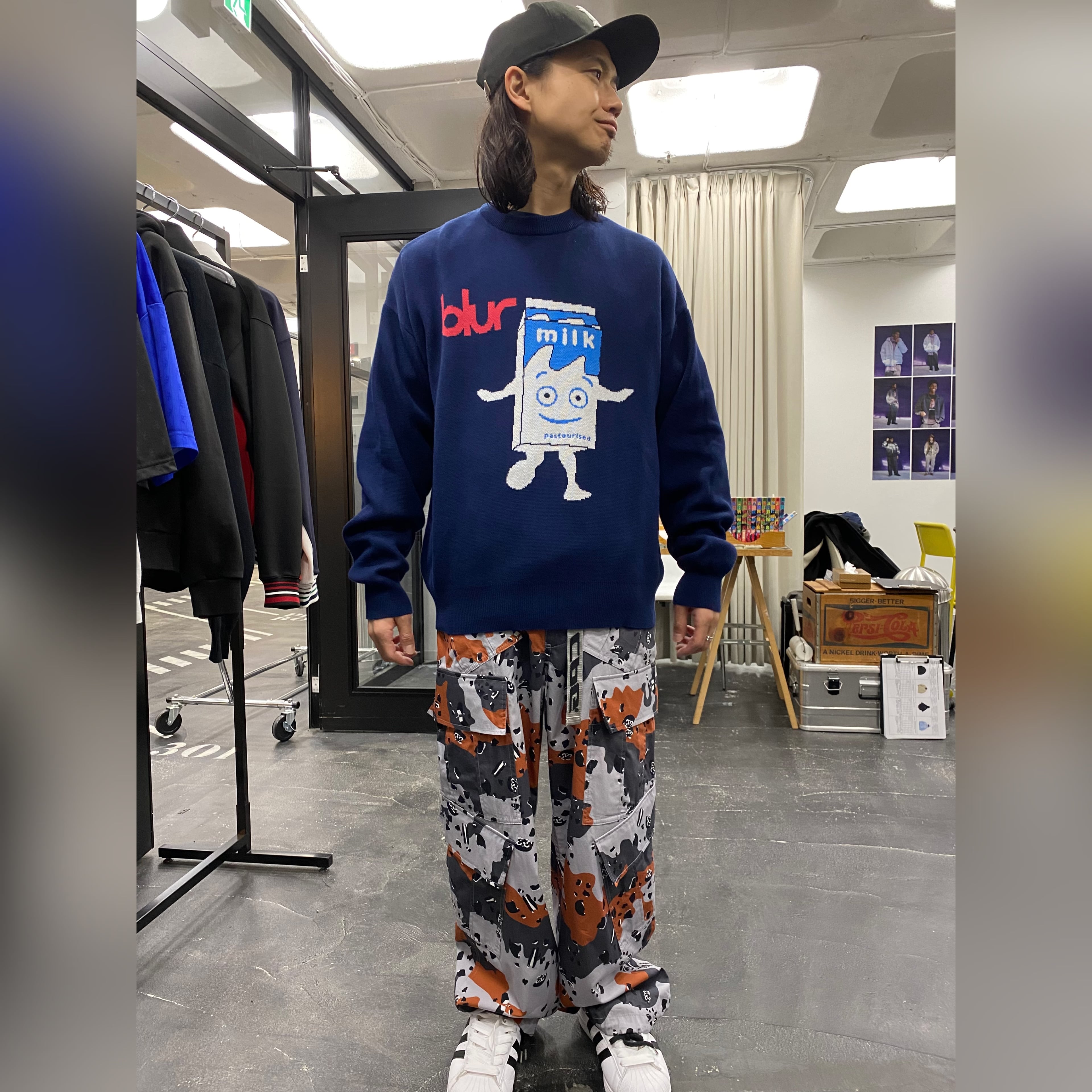 Blur × F-LAGSTUF-F KNIT SWEATER (NAVY) | HEIGHTS Online Store