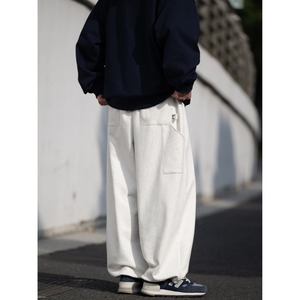 Waist elastic drawstring wide sweatpants 0159