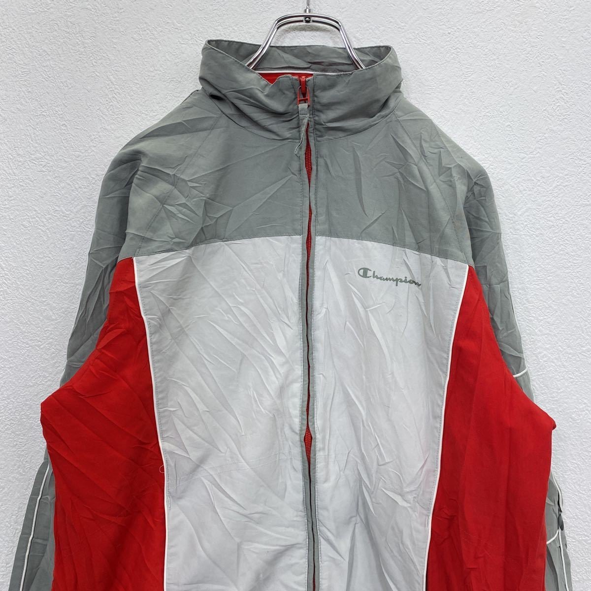 Champion ジップアップジャケット キッズ XL レッド グレー