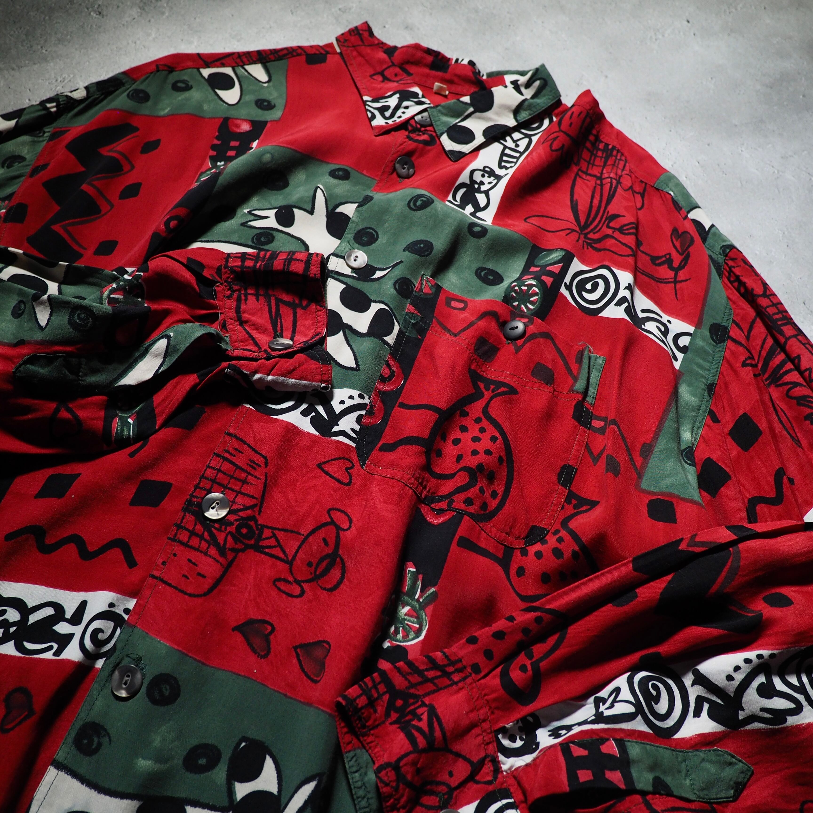 1990s Modern Retro art Painting vintage Drape loose shirt