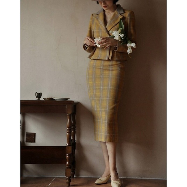 ウールチェック柄セットアップ