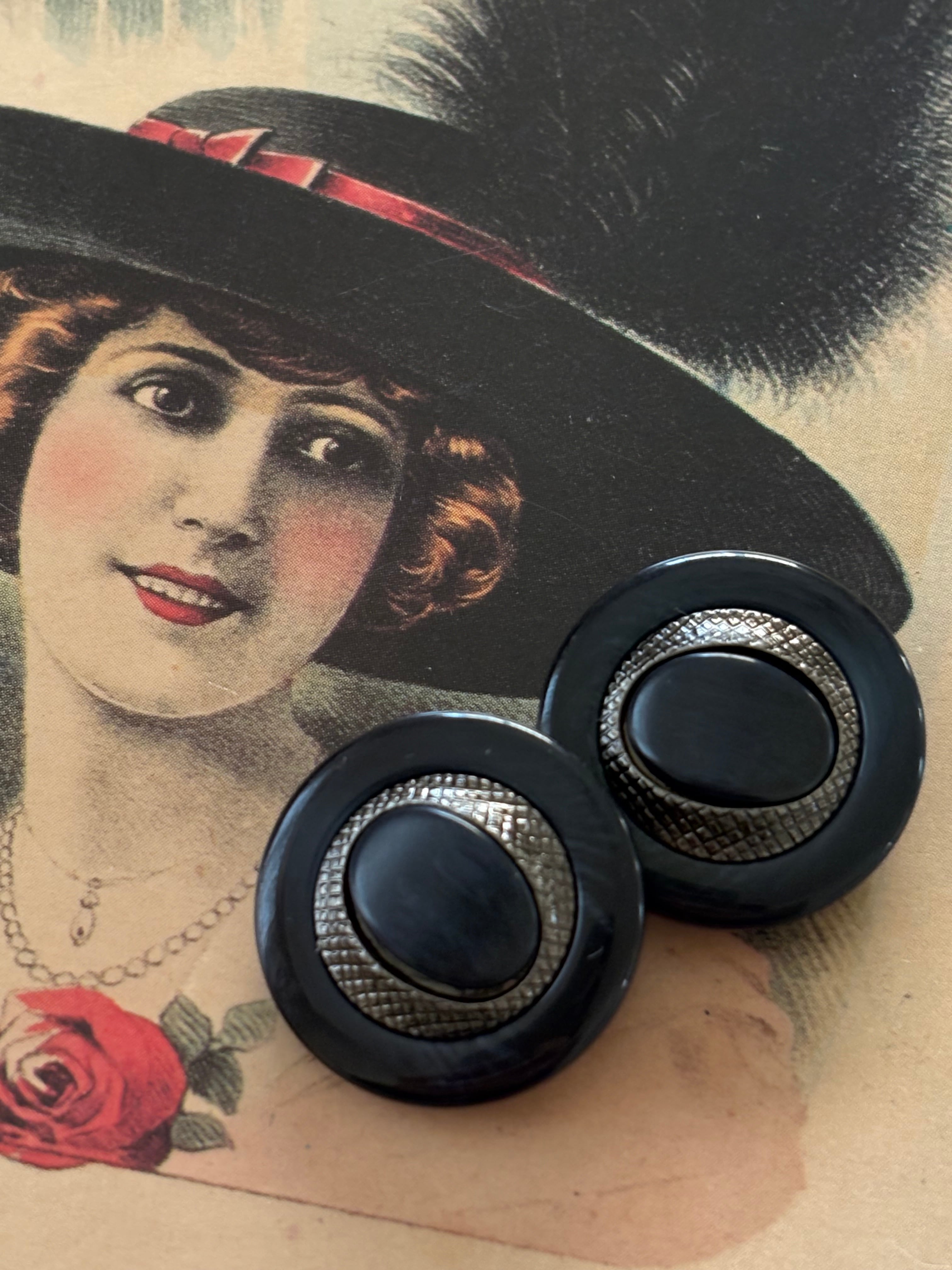 22mm Japaneseヴィンテージボタン レトロ グレー系 アクセサリーパーツ デコレーション材 レトロボタン