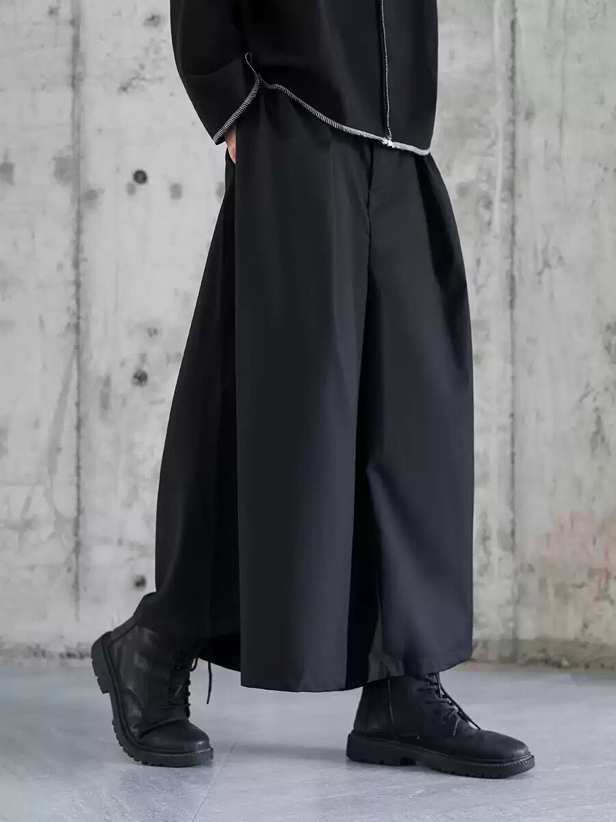 【ORV0151】Pleated Wide Leg Cropped Pants