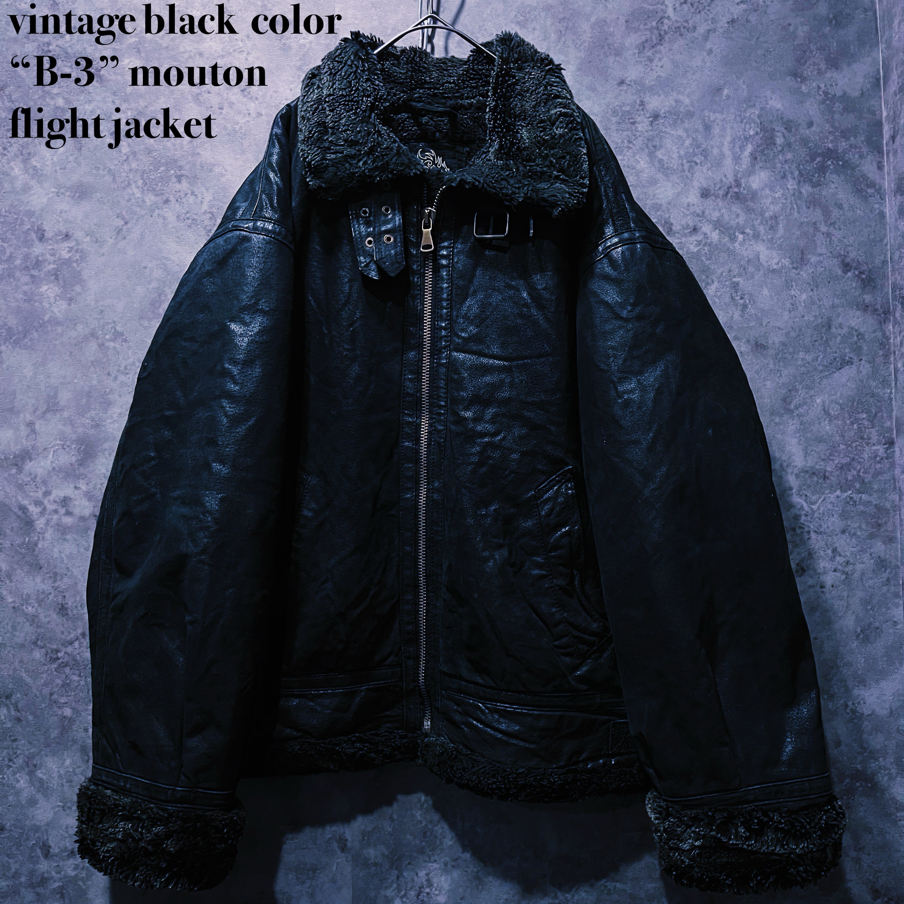 【doppio】vintage black color “B-3” mouton flight jacket
