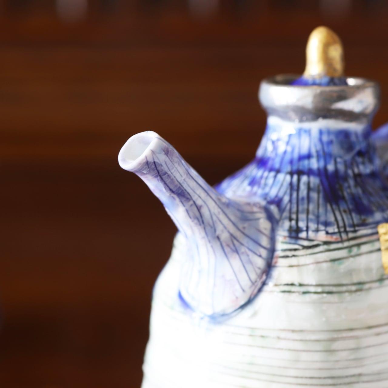 松尾貞一郎 ｜ 瑠璃 酒器セット（注器1点・ぐい呑み2点）貞土窯