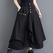 ボタンディテール アシンメ ロングキュロット 00012