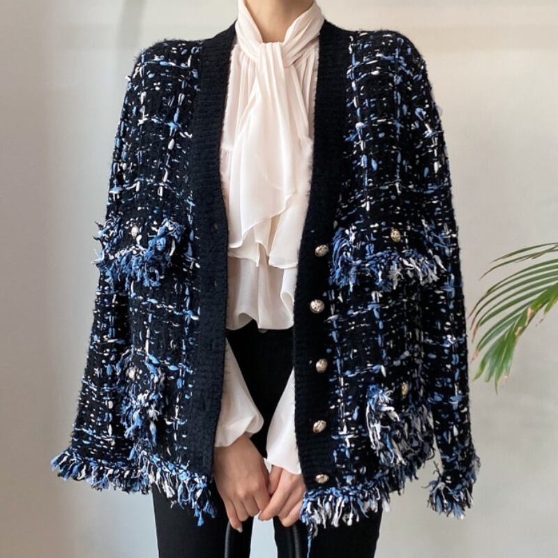 ツイード風フリンジカーディガン 2231