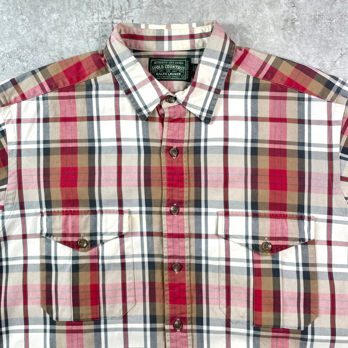 90年代 ラルフローレン ポロカントリー 長袖 チェックシャツ メンズXL