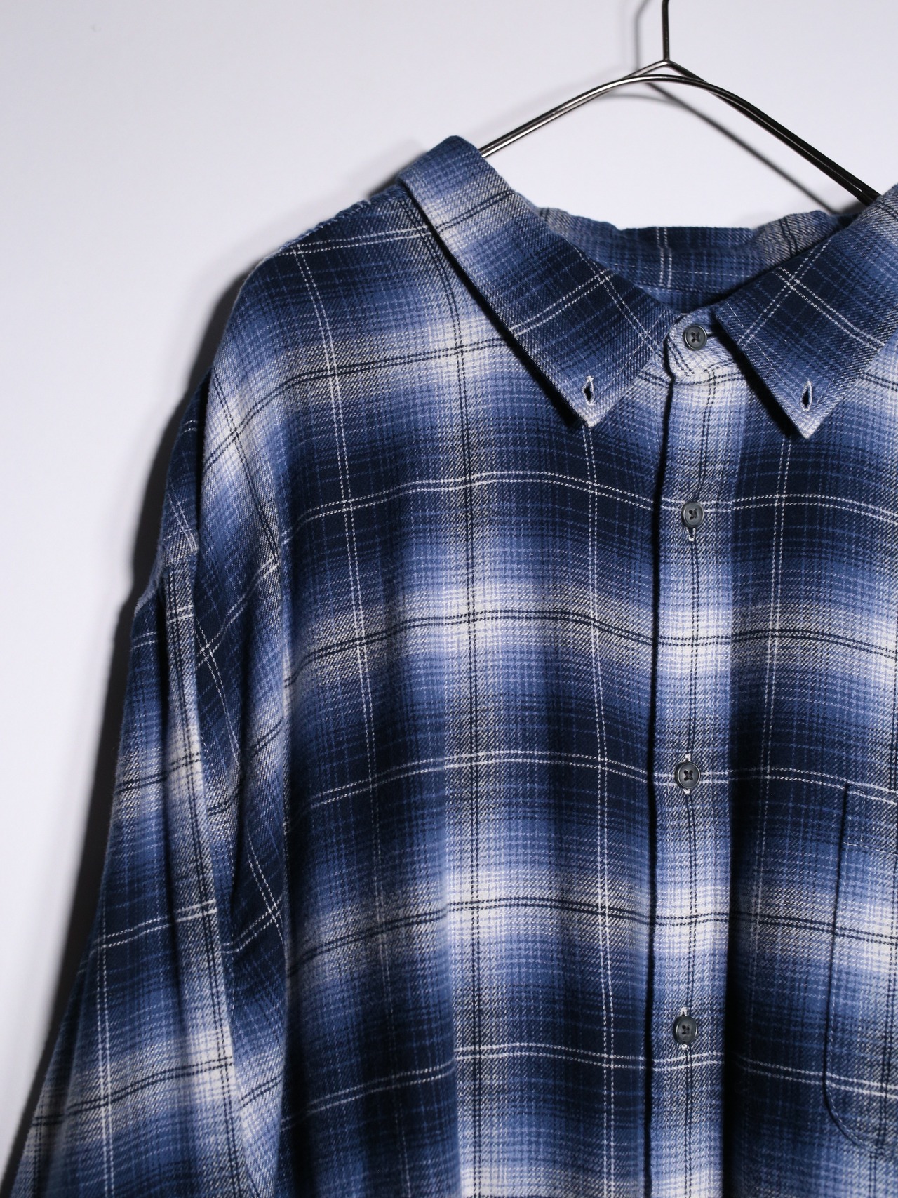 XXXB super over silhouette blue ombre check shirt - 8