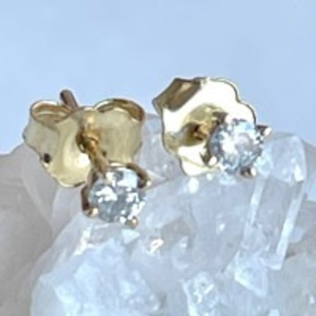 【14金・美石】ダイヤモンド　K14　ピアス　（K14　刻印あり）　5998