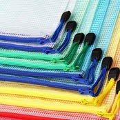 jlon 10枚 ジッパー式ファイル袋、A3サイズメッシュファイルケース PVC防水タイプ フォルダー 大容量 書類収納ケース 出張旅行整理必需品