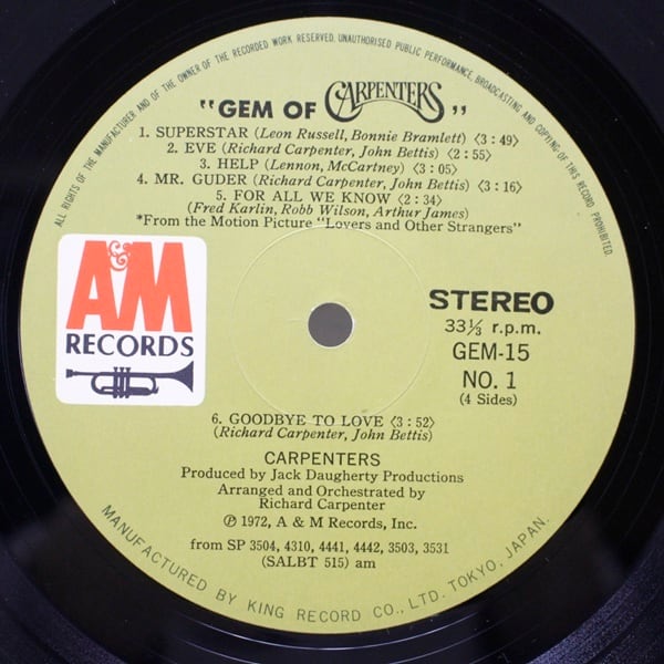 Carpenters / Gem Of Carpenters [GEM 15-16] - 画像4