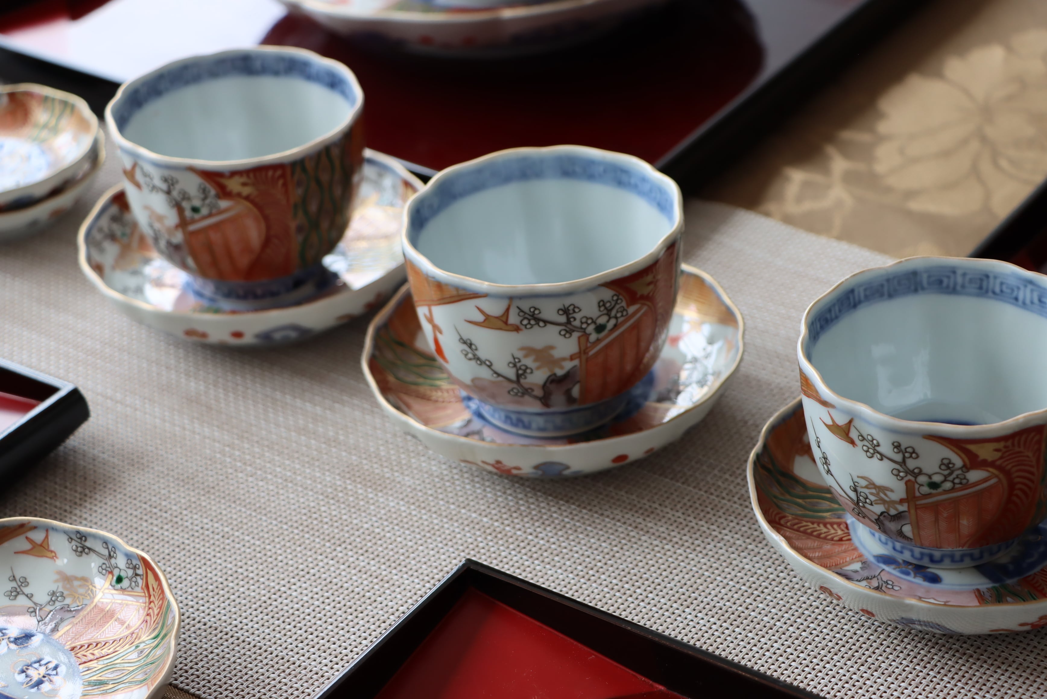伊万里焼　古伊万里　染付　花文　煎茶碗　9点まとめて　C　6835 伊万里焼 色絵 花鳥文 蓋茶碗 大 通りもの/Imari covered bowl L | (有