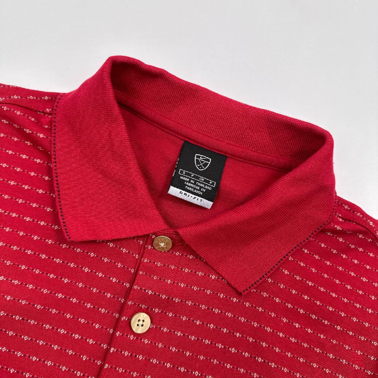 美品◆NIKE GOLF DRI-FIT ナイキゴルフ ボーダー風 天竺 半袖 ポロシャツ S /レッド系/メンズ/スポーツ