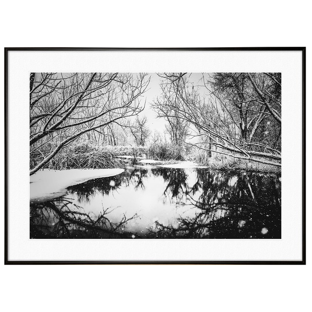 冬写真 アメリカ コロラド州 チェリー・クリーク州立公園 インテリア モノクロアートポスター額装 AS1078
