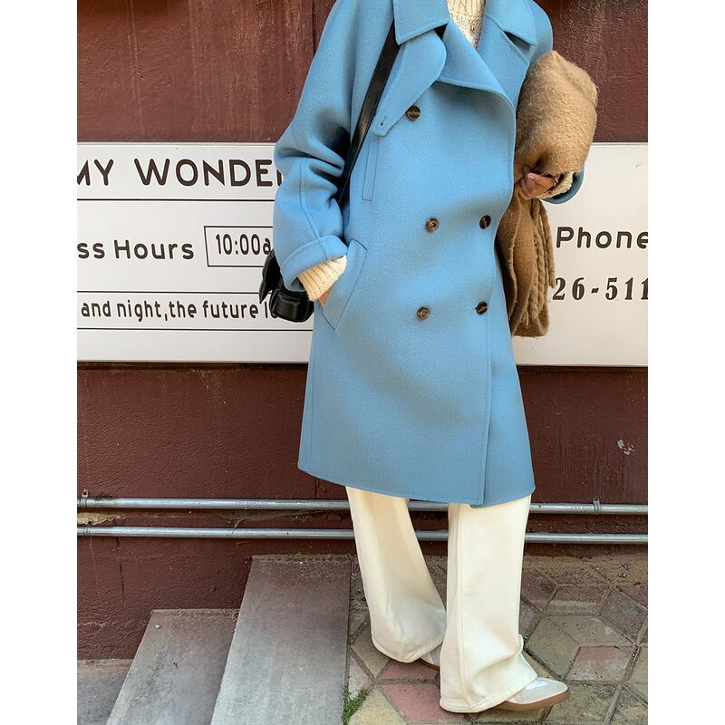 ミッドレングスダブルブレストウールコート 2color OJ0244