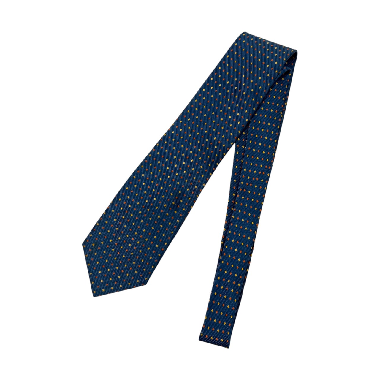 R.NEWBOLD アールニューボルド HNAD MADE シルク100% ドット柄 ネクタイ ブルー