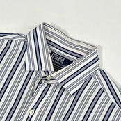 90s 00s Polo by Ralph Lauren ポロラルフローレン REGENT CLASSIC FIT ストライプ Wカフス 長袖シャツ ドレスシャツ 43-86/ブルー×ホワイト メンズ ビンテージ