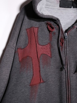 REMAKE /  blood cross design zip-up foodie