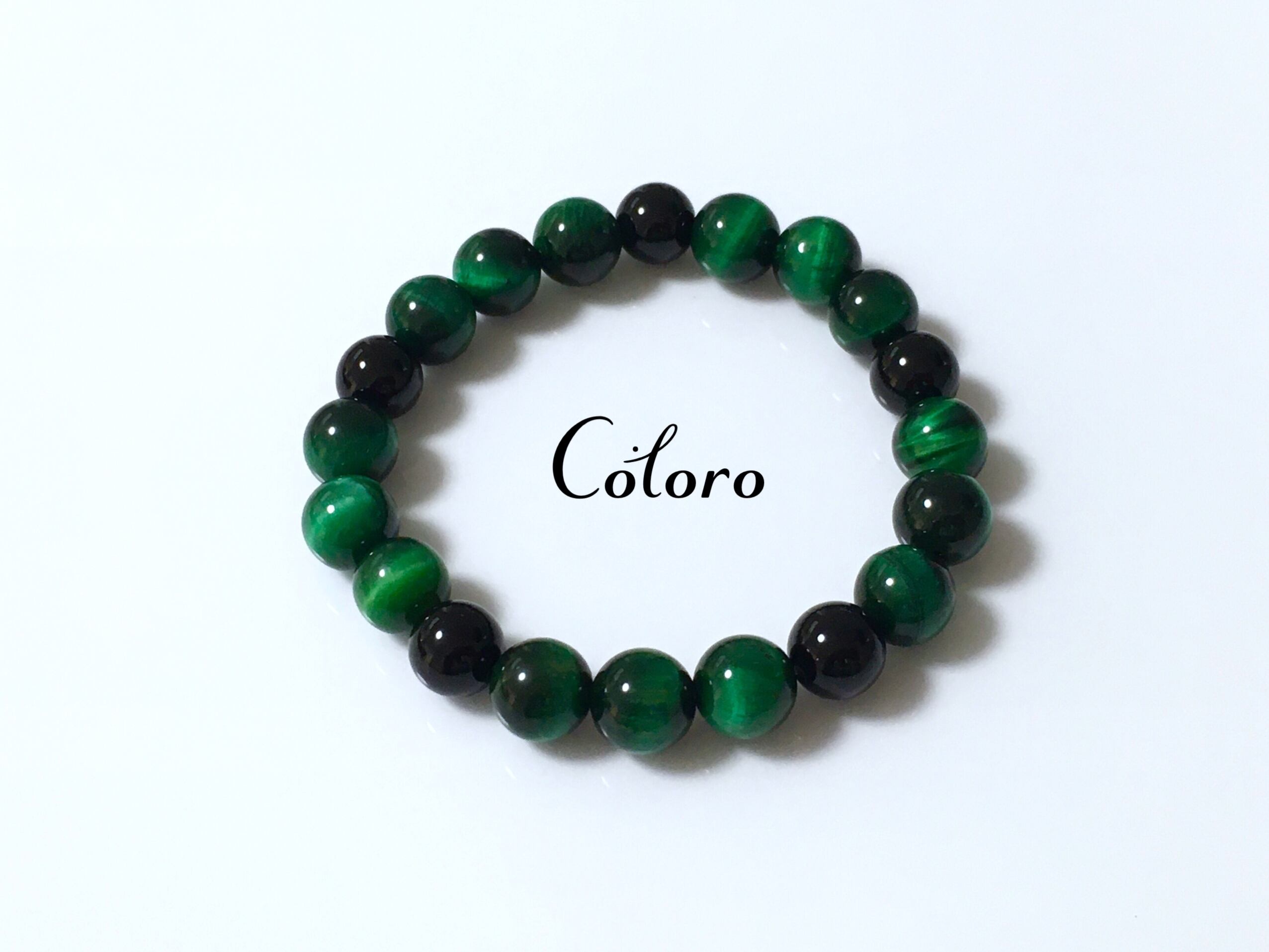 ☆グリーンカラータイガーアイ・モリオン(黒水晶)☆天然石☆ハンドメイド☆ブレスレット☆