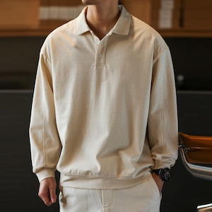 シンプル長袖ポロシャツ 260033