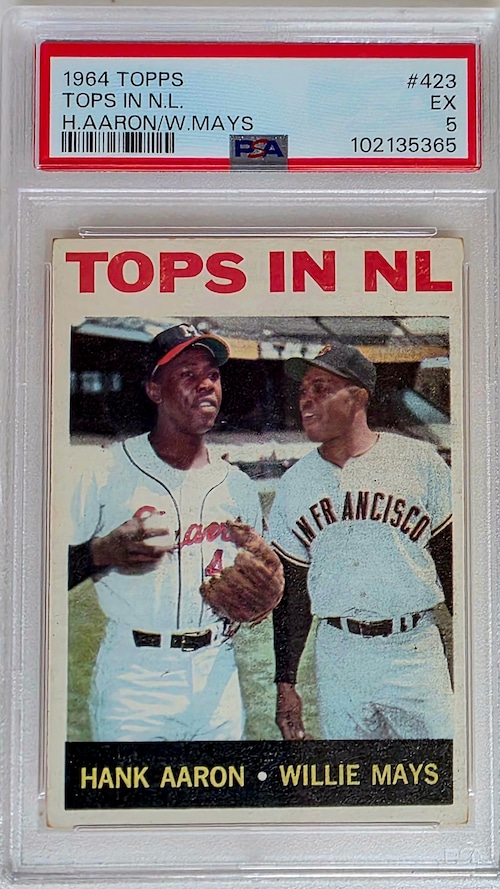 Hank Aaron / Willie Mays | 1964 Topps | Tops in NL #423 | PSA 5