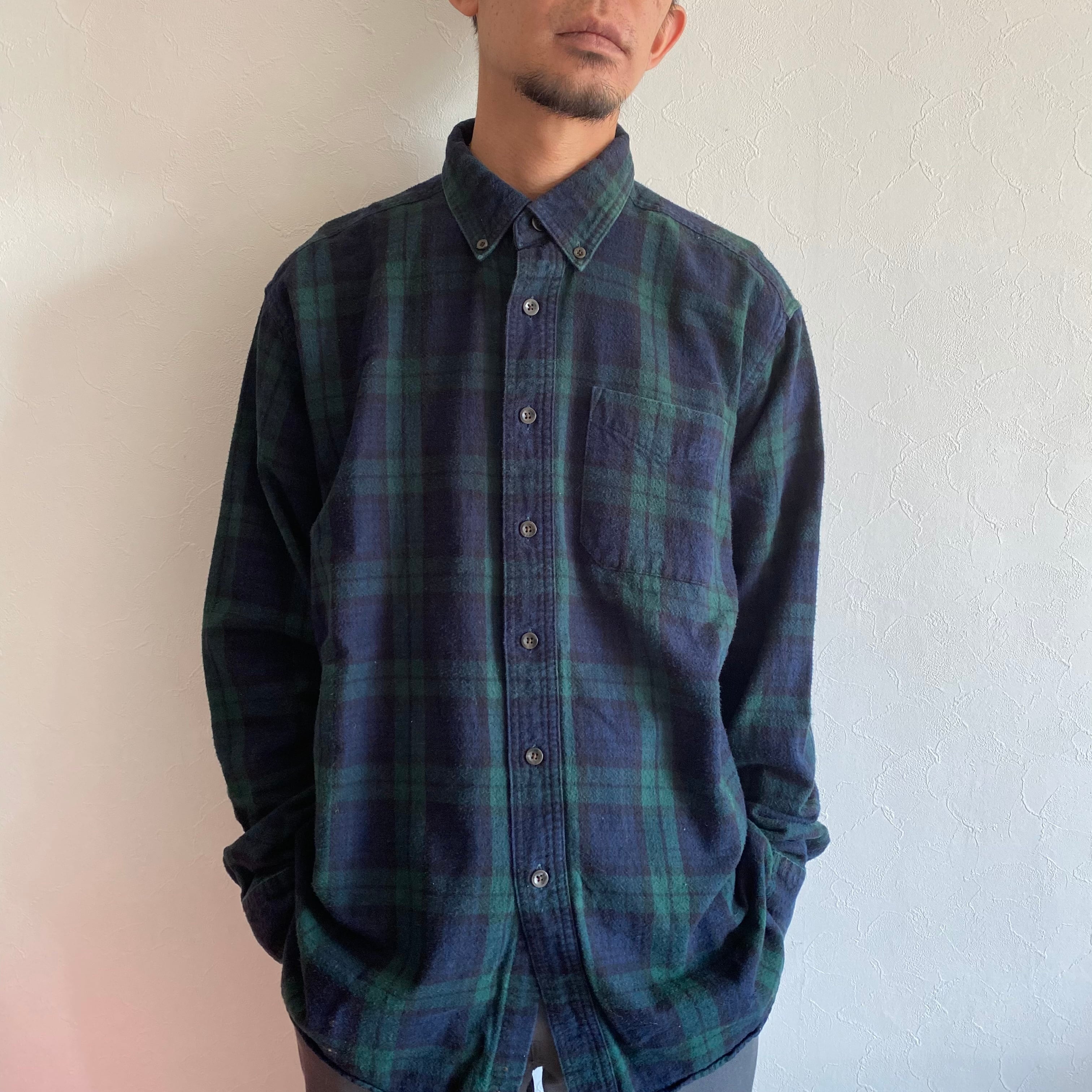 made in EL SALVADOR LL bean BD Flannel check shirt {エルサルバドル