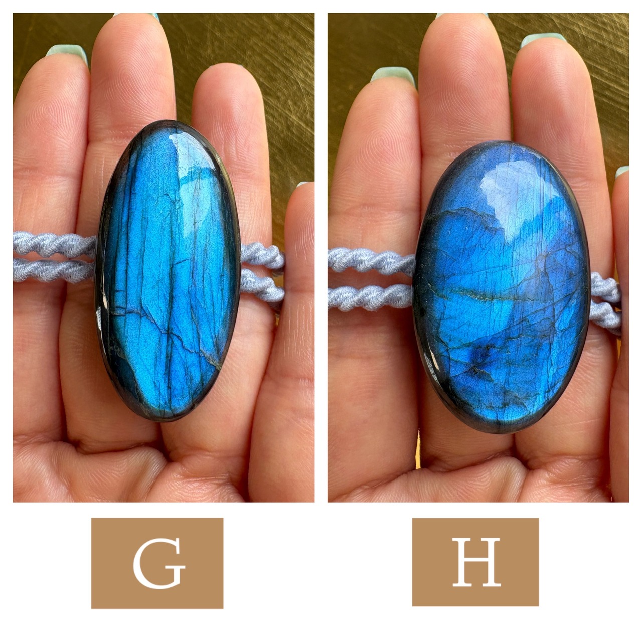 AAAAA Oval Labradorite hair accessory(マダガスカル産オーバルラブラドライトヘアゴム)