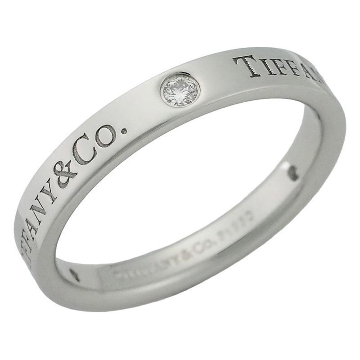 ティファニー TIFFANY&Co. 3Pダイヤ フラットバンド リング 14号 Pt950 