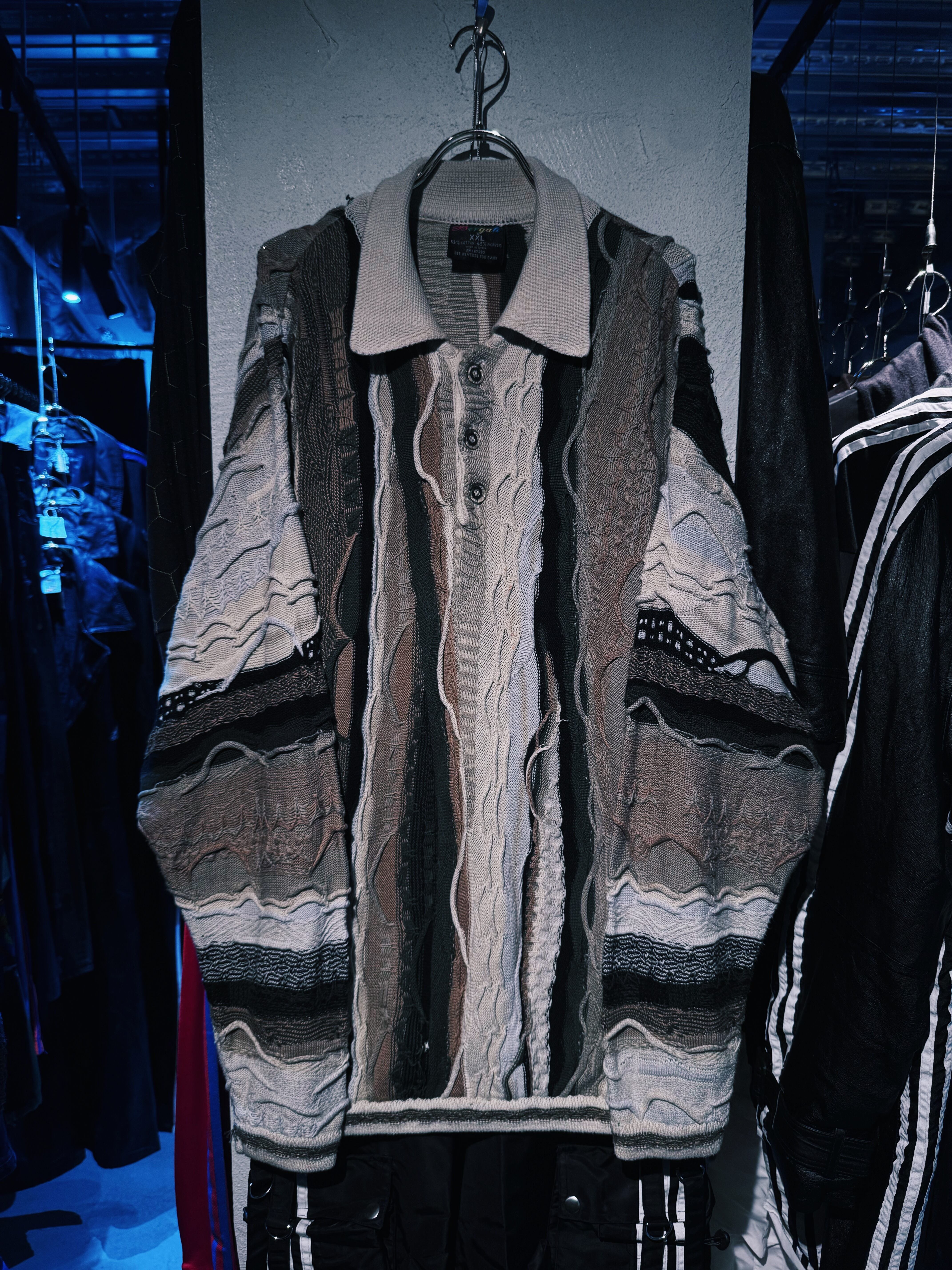 【D4C】Euro vintage mulch color 3D design knit shirt