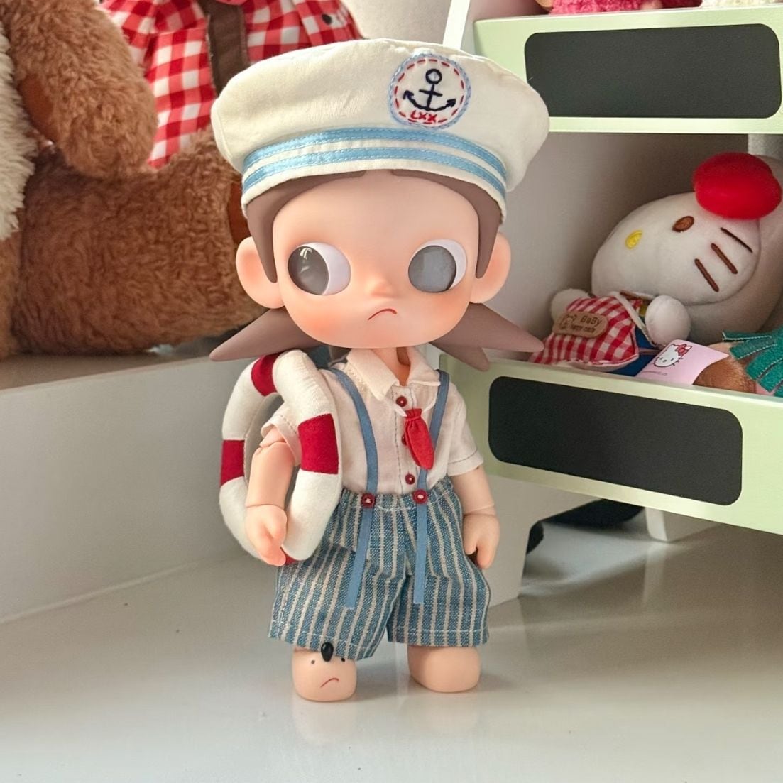 Zsiga&1/8ドール 夏カジュアル セーラー シャツ+ネクタイ+サロペット+
