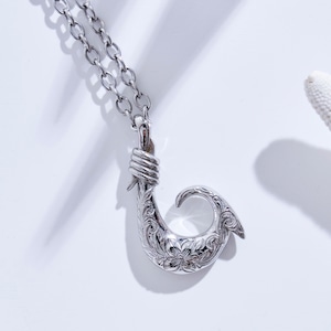 316L ( サージカルステンレス ) Hawaiian fish hook necklace(SILVER)#h08
