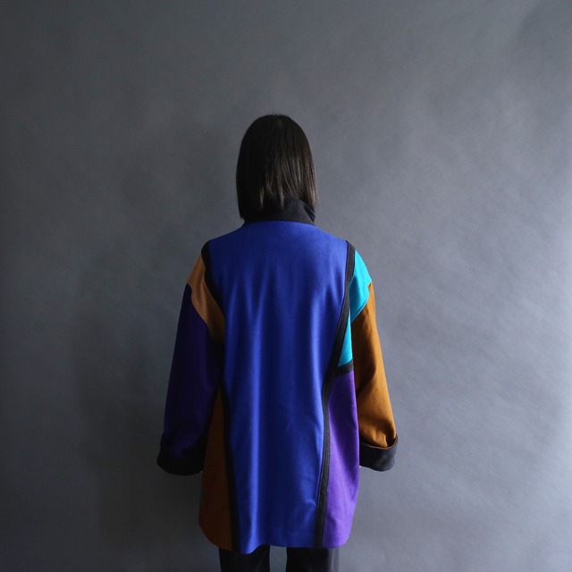 multi color switching design high-neck coat