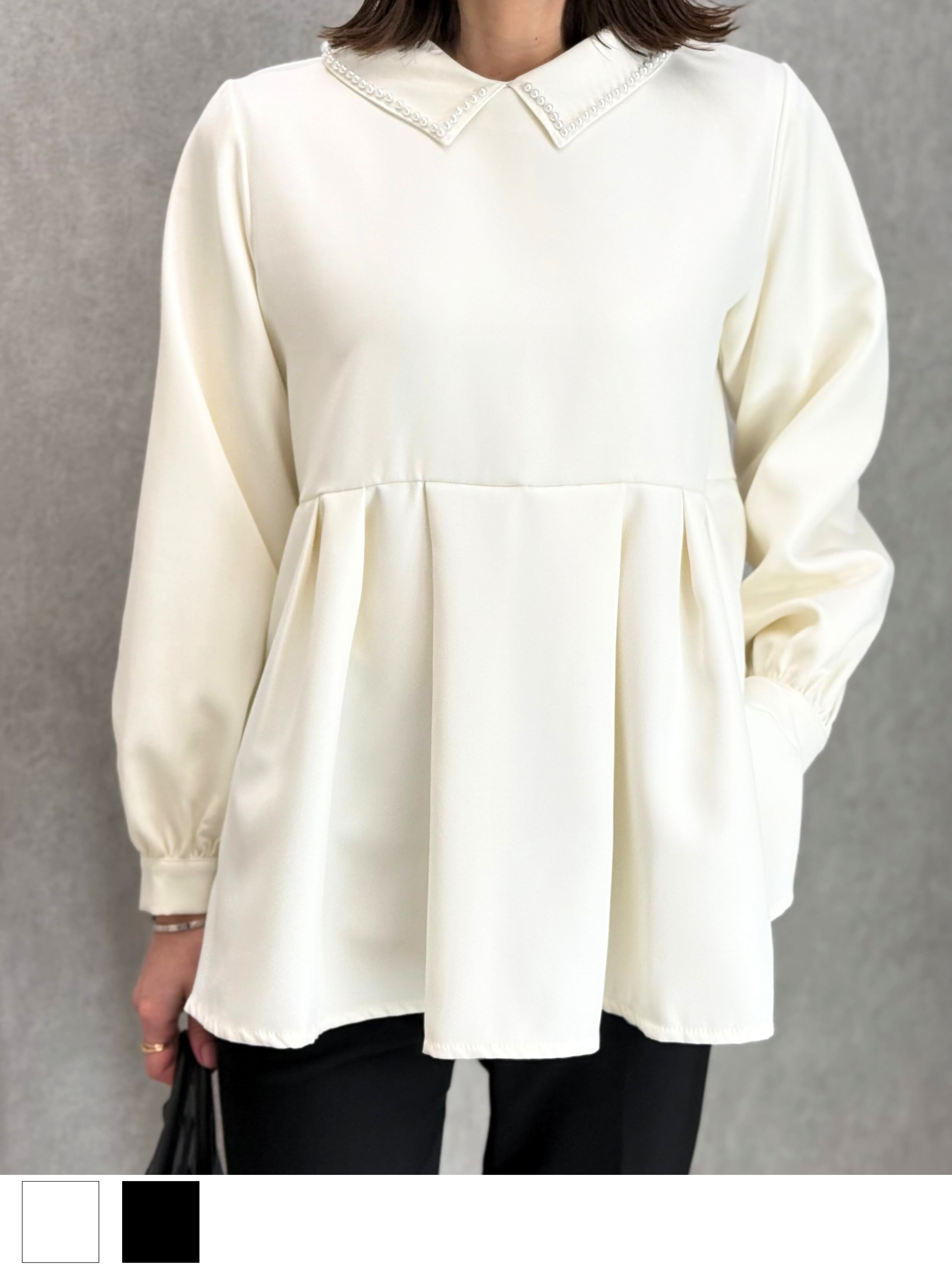 (再入荷)2wayパールフレアトップス