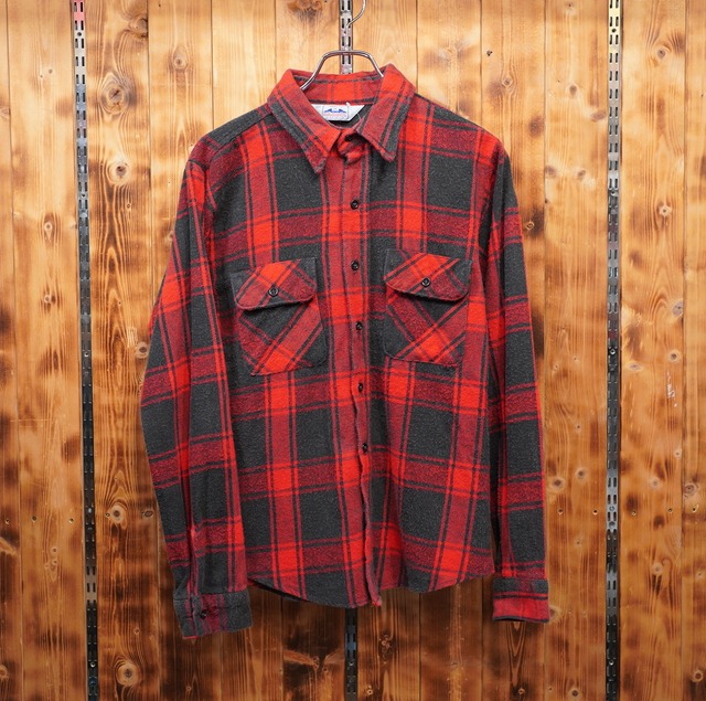 80s dakota by five brother ネルシャツ 赤黒 S位 usa製 ダコタ ファイブブラザー