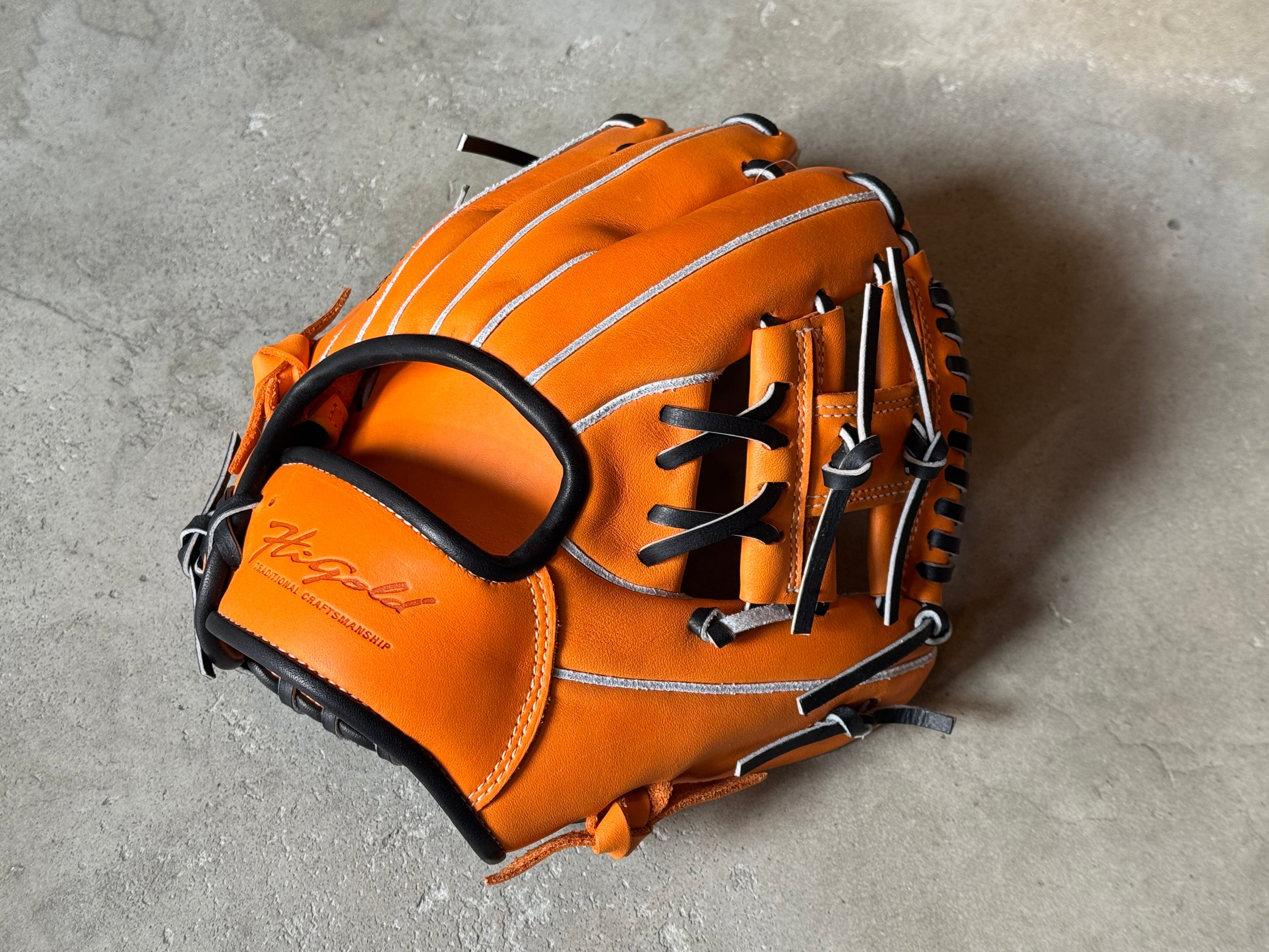 己極シリーズ限定モデル【Hi-GOLD】軟式用グローブ 内野手用 オレンジ